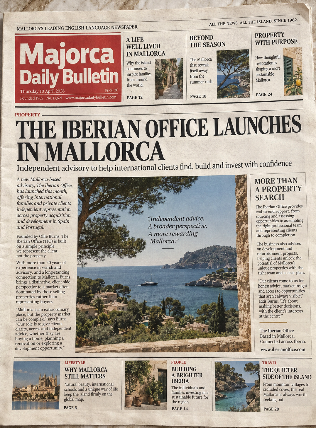 The Iberian Office launch newspaper front page